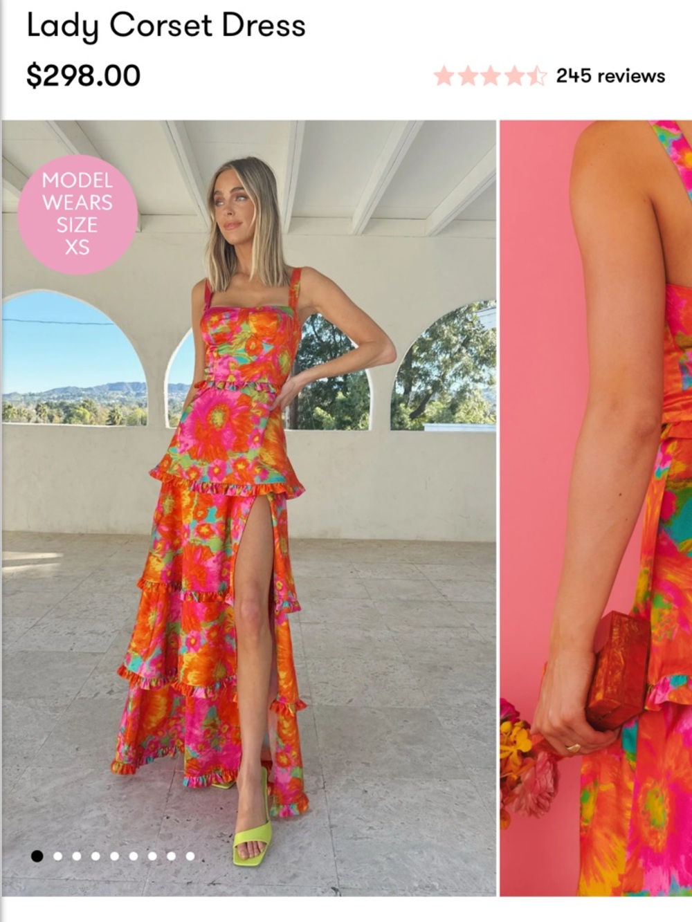 Show Me Your MuMu Floral Corset Maxi Dress in Pink & Orange